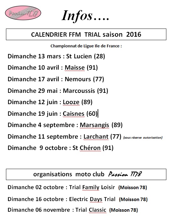 calendrier IDF